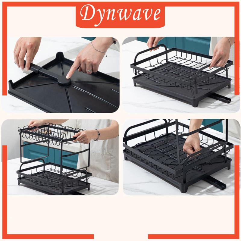 Giá Đựng Đĩa Và Thớt 2 Tầng Ráo Nước Dung Tích Lớn Chống Rỉ Sét Kèm Khay Nhỏ Giọt Cho RV Cắm Trại