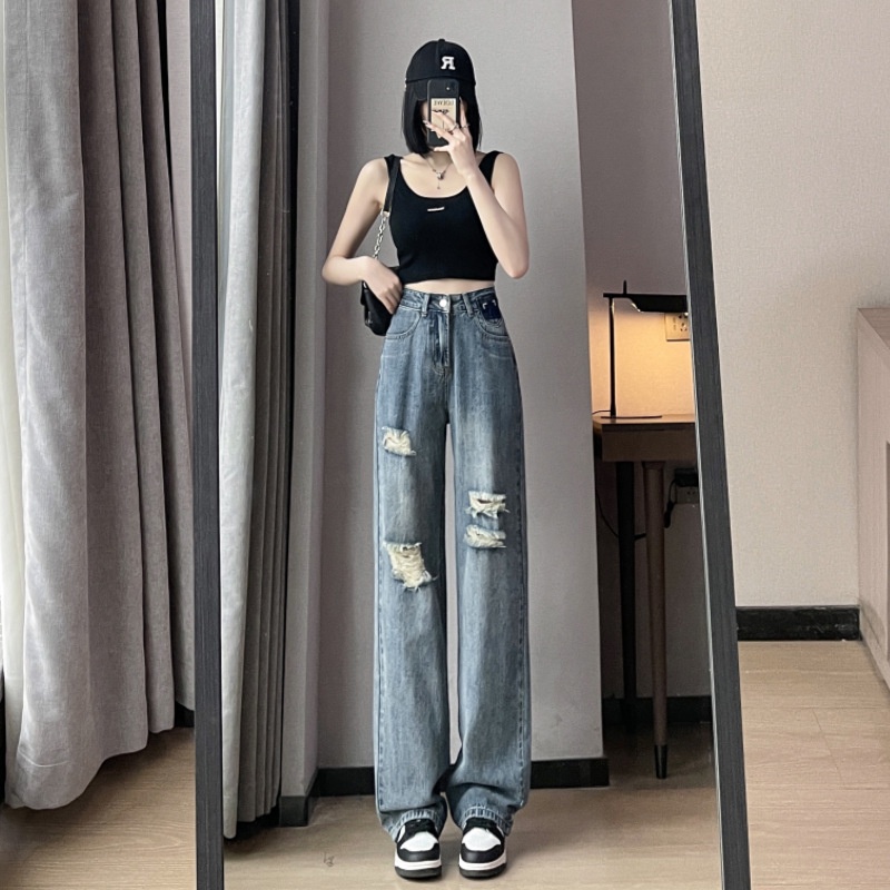 TINGTIAN quần_ống_rộng quần  nữ jean American vintage jeans 2023 NEW Jl1555