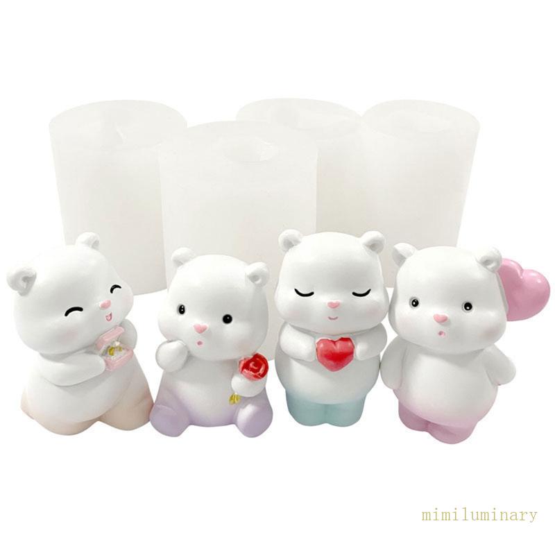 Khuôn Silicone Làm Bánh / Xà Phòng / Sô Cô La Hình Gấu / Hoa Hồng 3D