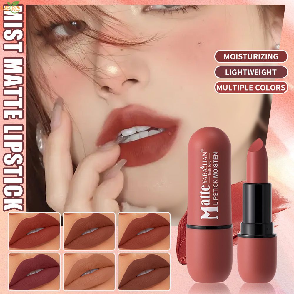 Fog Velvet Matte 6 màu Matte không thấm nước Son môi nhẹ màu nude Lipkit Sắc tố nâu đỏ đậm Son bóng lâu trôi Phụ nữ trang điểm Son bóng tàu điện ngầm