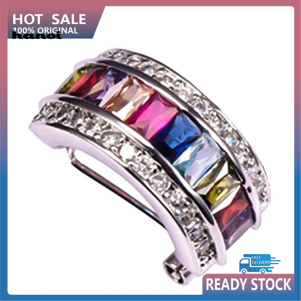 1 Khuyên Vành Tai Chữ Nhật Đính Đá Nhân Tạo Thời Trang