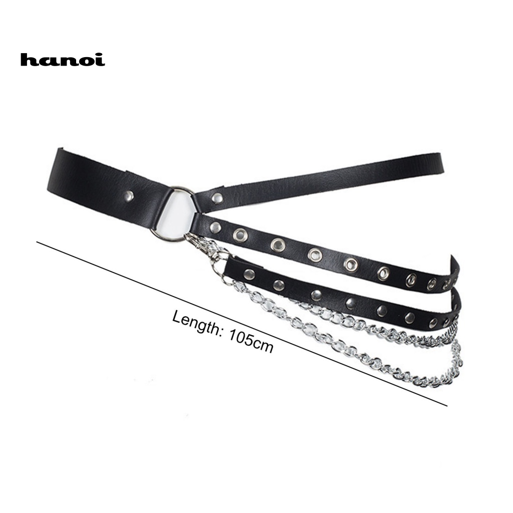 Thắt Lưng Dây Xích Giả Da Phối Đinh Tán Phong Cách Hip Hop Gothic Thời Trang Cho Nữ