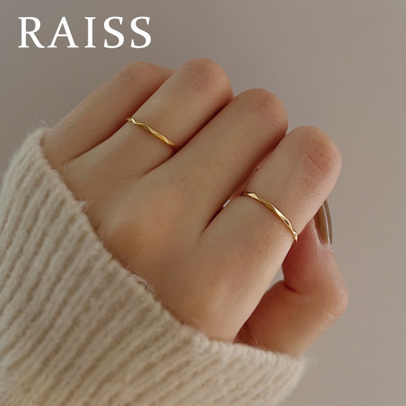 Nhẫn Titan Mỏng Họa Tiết Kim Cương Gợn Sóng Thời Trang Không Phai Màu