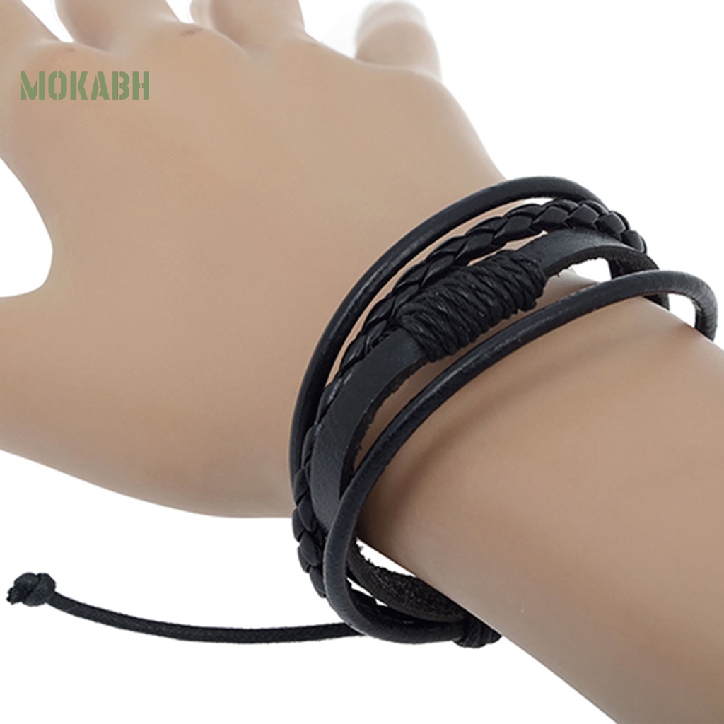 Vòng Tay Da Bện 4 Lớp Thời Trang Cho Nam Nữ
