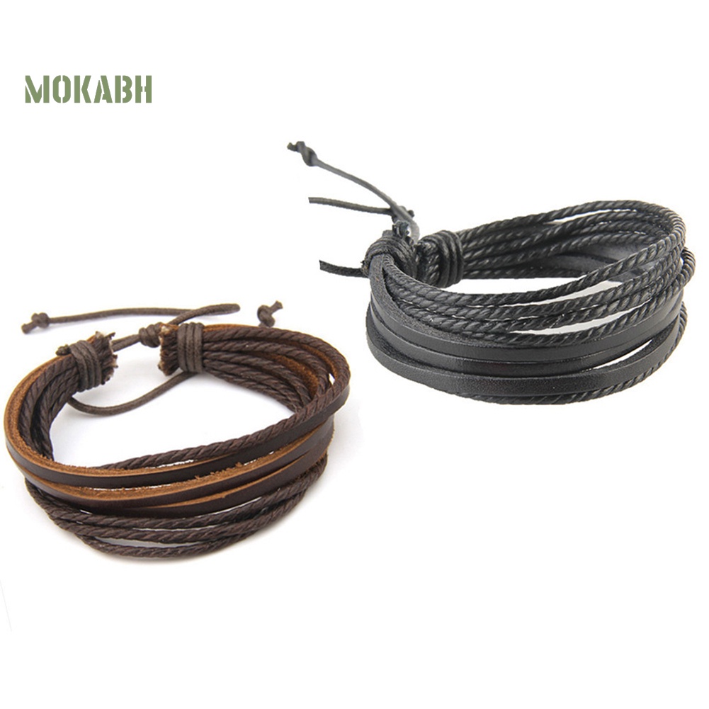 Vòng Tay Giả Da Nhiều Lớp Unisex Hợp Thời Trang