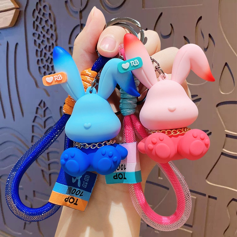 Móc Khóa Hình Thỏ Hoạt Hình Màu Gradient Sáng Tạo