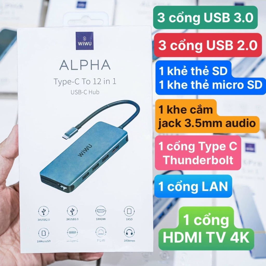 Hub chuyển đa năng WIWU 4 in 1(T5 Pro)/5 in 1(A513)/7 in 1(A713)/8 in 1/11 in 1(A11312H) Alpha 11 in