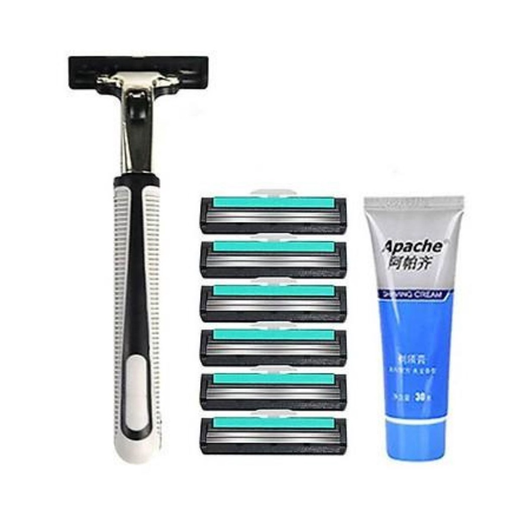 Set Dao Cạo Râu 36 Lưỡi Kép Kèm Bàn Cạo, Kèm 1 Tuýp Kem Cạo Râu