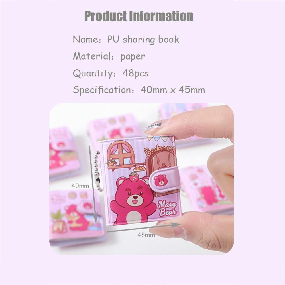 Lanfy Set 2 Sổ Tay mini Họa Tiết Hoạt Hình Gấu Dâu Tây Dễ Thương Kèm Móc Khóa