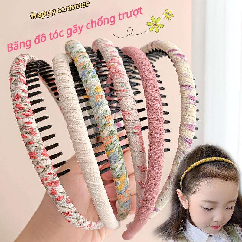 Kẹp Tóc Công Chúa Bằng Vải Họa Tiết Hoa Dễ Thương Chống Trượt Không Gây Hại Cho Bé Gái