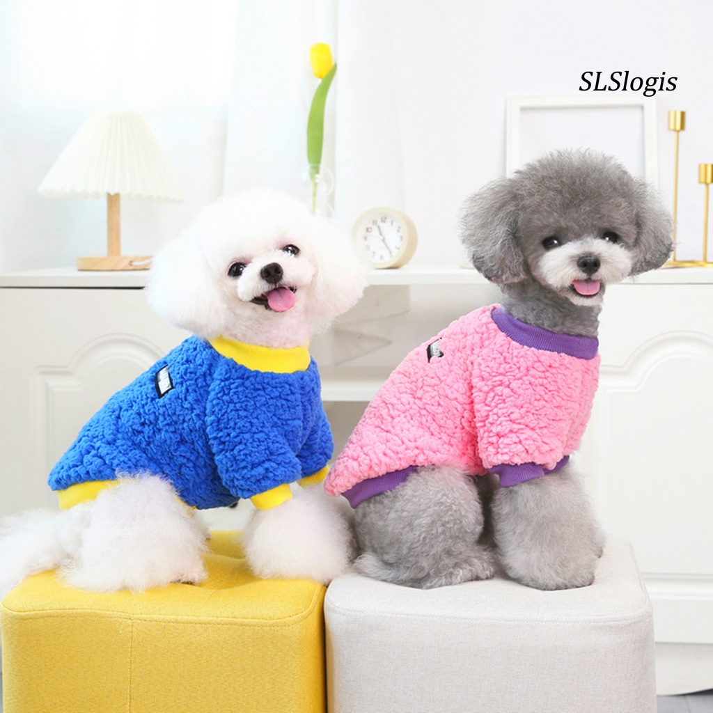 Slslogis Áo Nỉ San Hô Mềm Mại Màu Trơn Giữ Ấm Mùa Đông Cho Thú Cưng