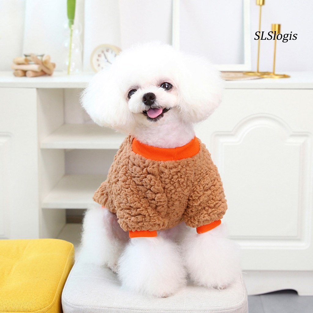 Slslogis Áo Nỉ San Hô Mềm Mại Màu Trơn Giữ Ấm Mùa Đông Cho Thú Cưng