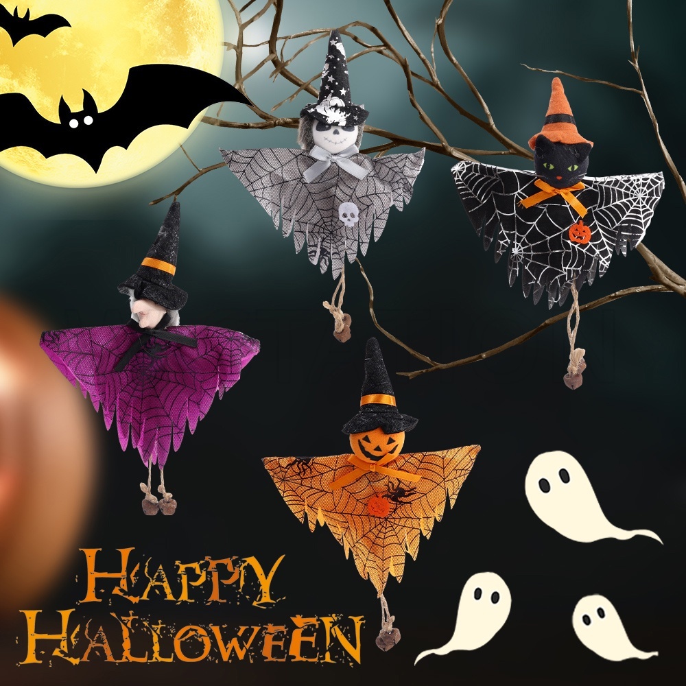 Phụ Kiện Trang Trí Halloween Hình Búp Bê Phù Thủy / Bí Ngô / Ma Quỷ Đáng Sợ