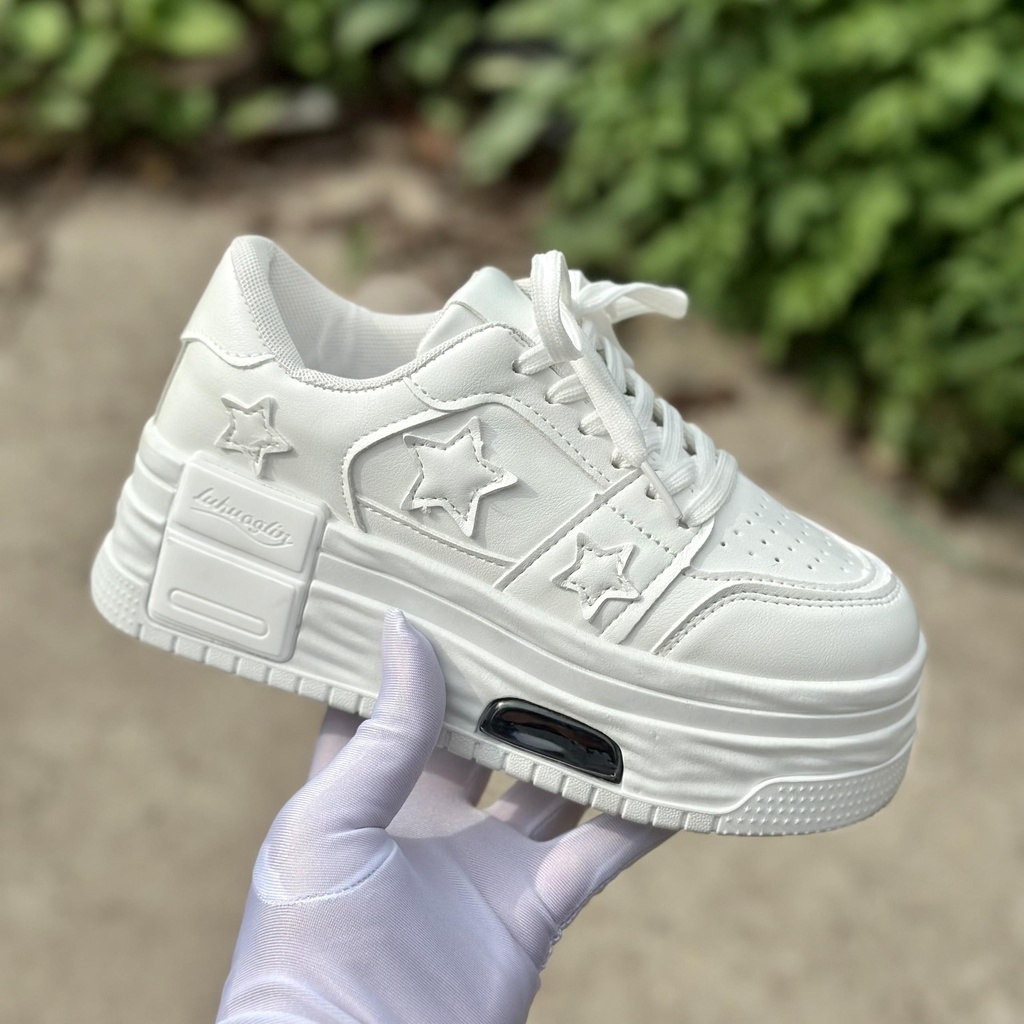 Giày Thể Thao Nữ Tăng Chiều Cao 7cm Họa Tiết Hình Sao Full Hộp