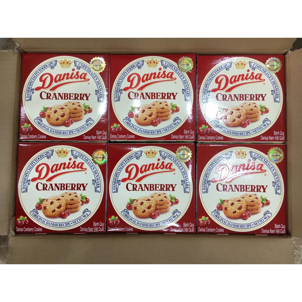 Bánh quy Danisa nam việt quất và socola hạt điều hộp 90g