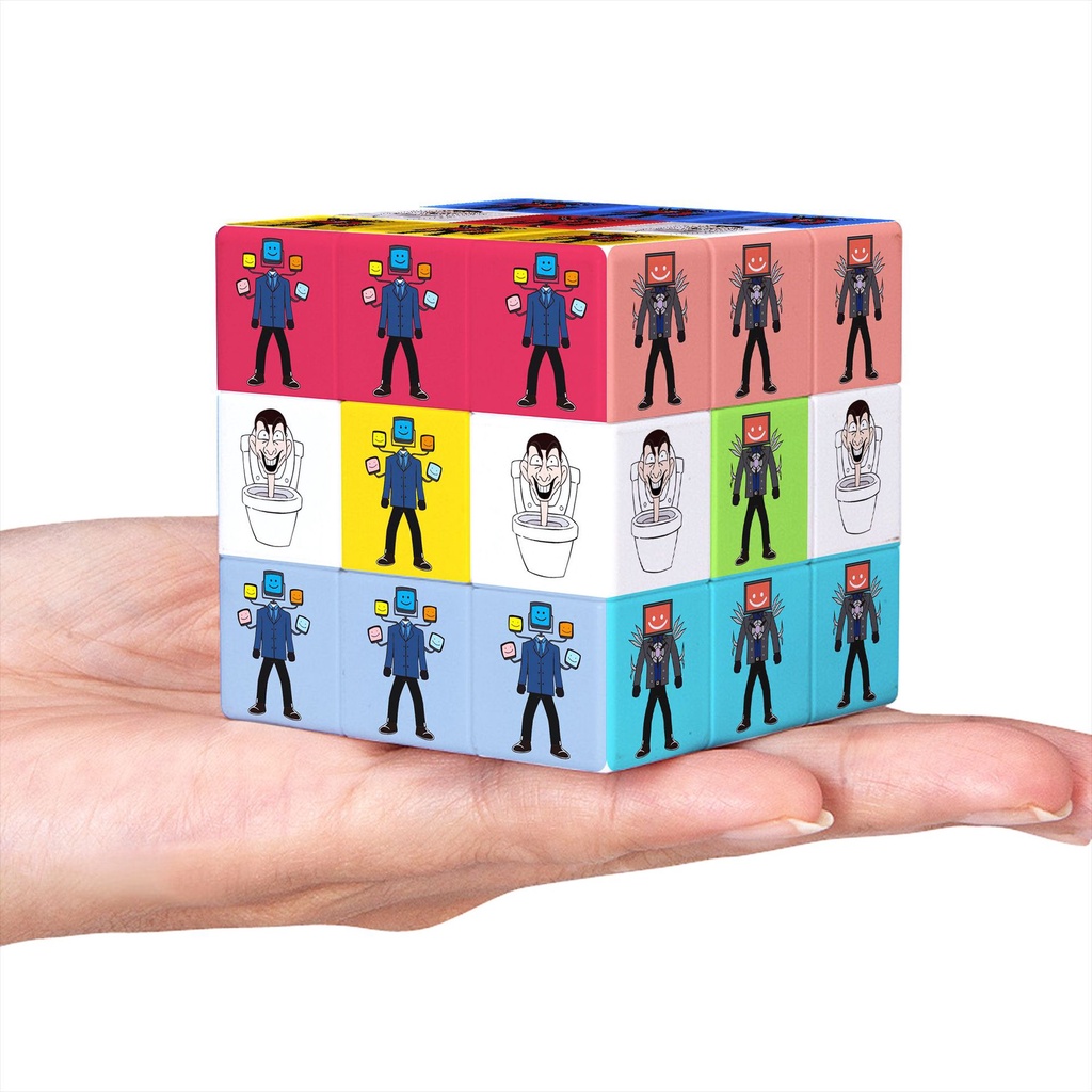 Cool skibidi toilet rubik rubiks cube key chain hd uv bag mặt dây chuyền mới