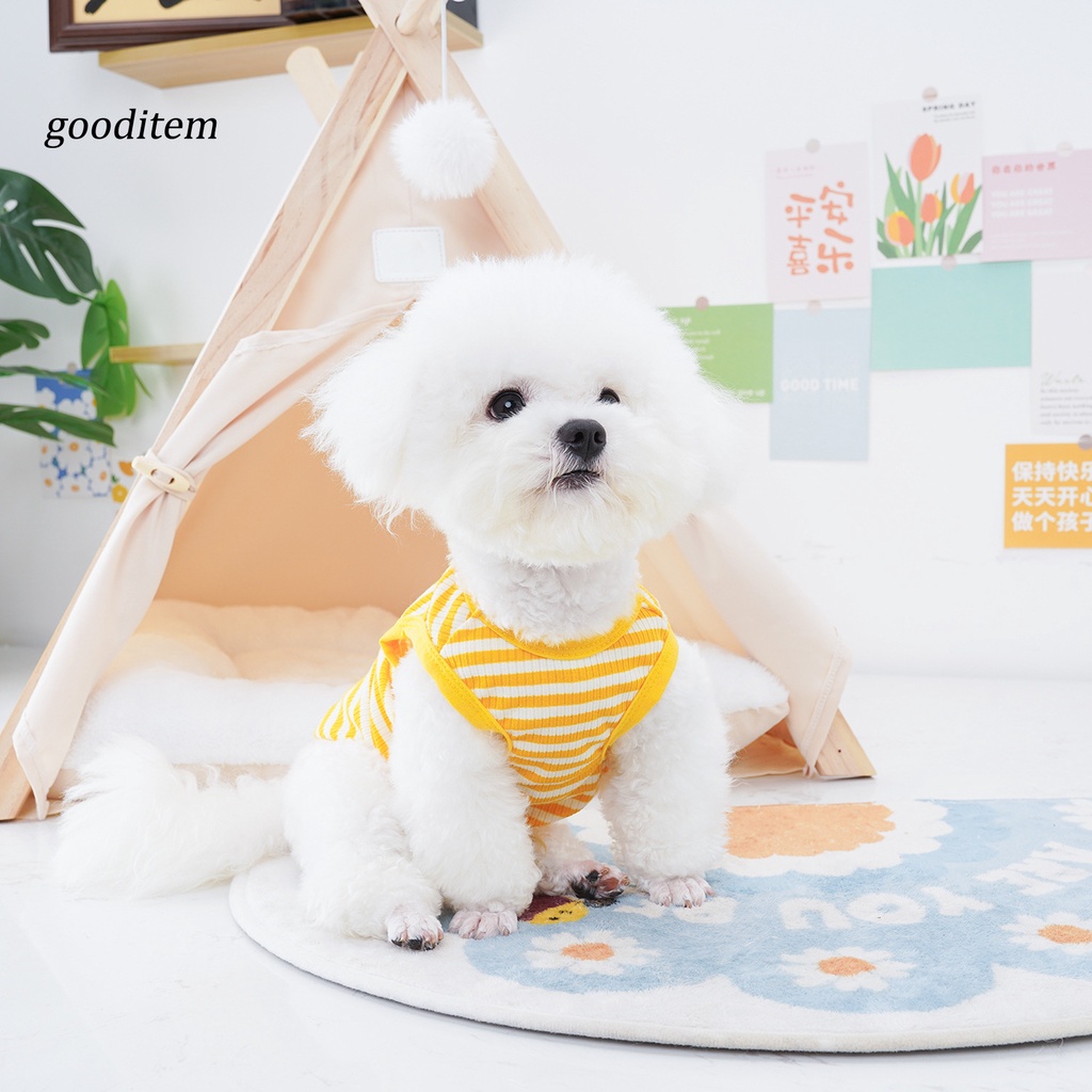 Gooditne Áo Sát Nách Kẻ Sọc Bằng Cotton Mềm Thấm Hút Mồ Hôi Thoáng Khí Dễ Mặc Mùa Hè Cho Thú Cưng