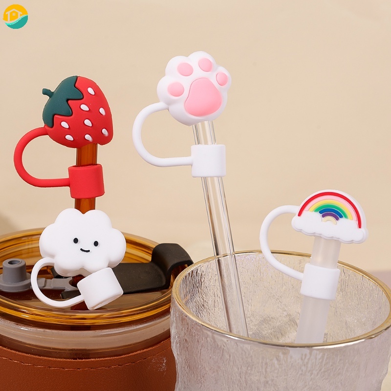 1 Nắp Đậy Ống Hút Bằng Silicone Tái Sử Dụng Chống Văng Họa Tiết Hoạt Hình