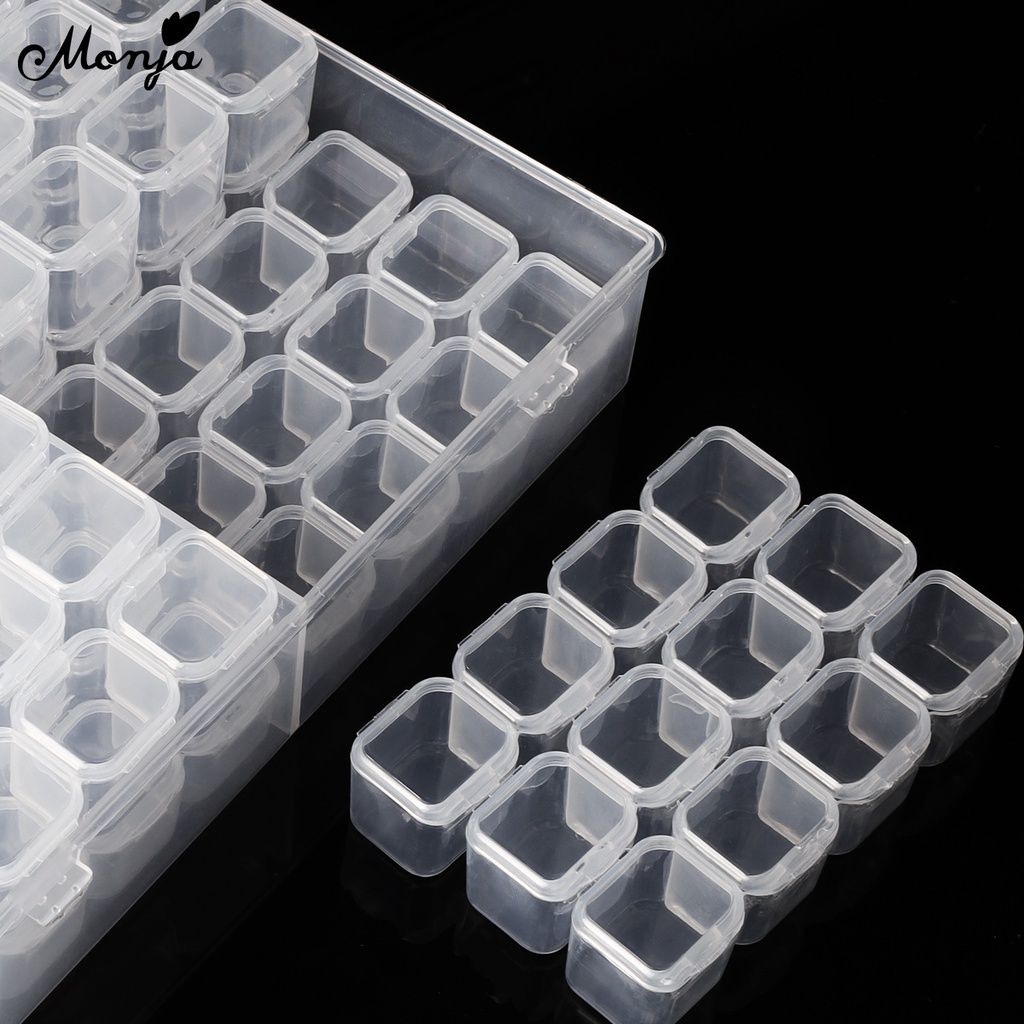 Monja Hộp Nhựa 112 Ngăn Đựng Phụ Kiện Làm Móng Kim Cương Đa Năng Hình Chữ Nhật