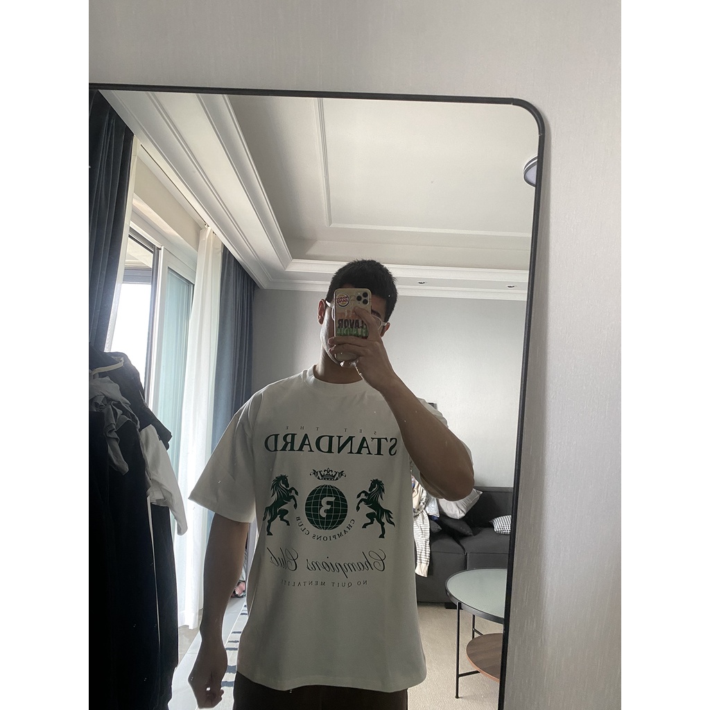 Ready stock paucris 'match lux stretch-cotton print sporty loose crewneck short-sleeved t-shirt