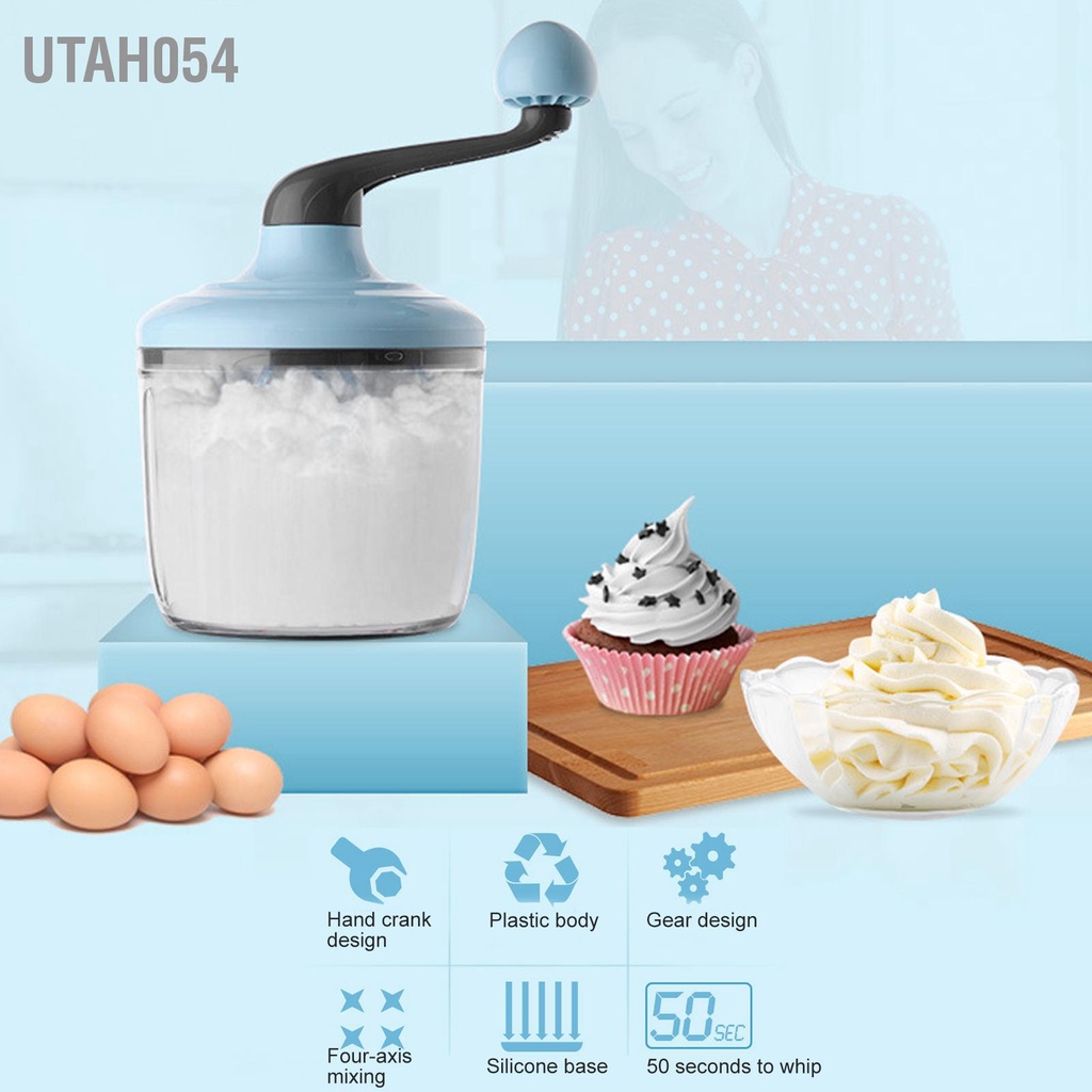 Utah054 Máy trộn kem quay tay đánh trứng bằng Dụng cụ làm bánh Phụ kiện nhà bếp gia đình