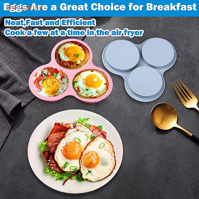 Khuôn làm bánh pancake trứng ELEBUY bằng silicon chống dính nấu bữa sáng/bánh mì kẹp/muffin trong nồi chiên không dầu