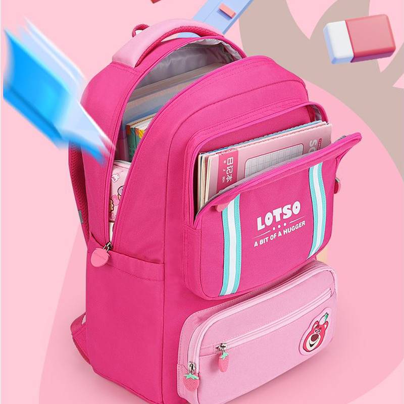 Ba Lô Đa Năng Chống Thấm Nước Sức Chứa Lớn Họa Tiết In Hình Gấu Dâu Tây Disney Cho Bé Lớp 1-3