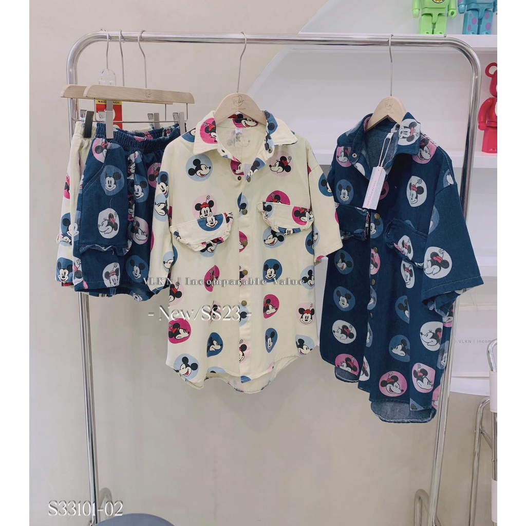 Set chấm bi mic.key viền bèo