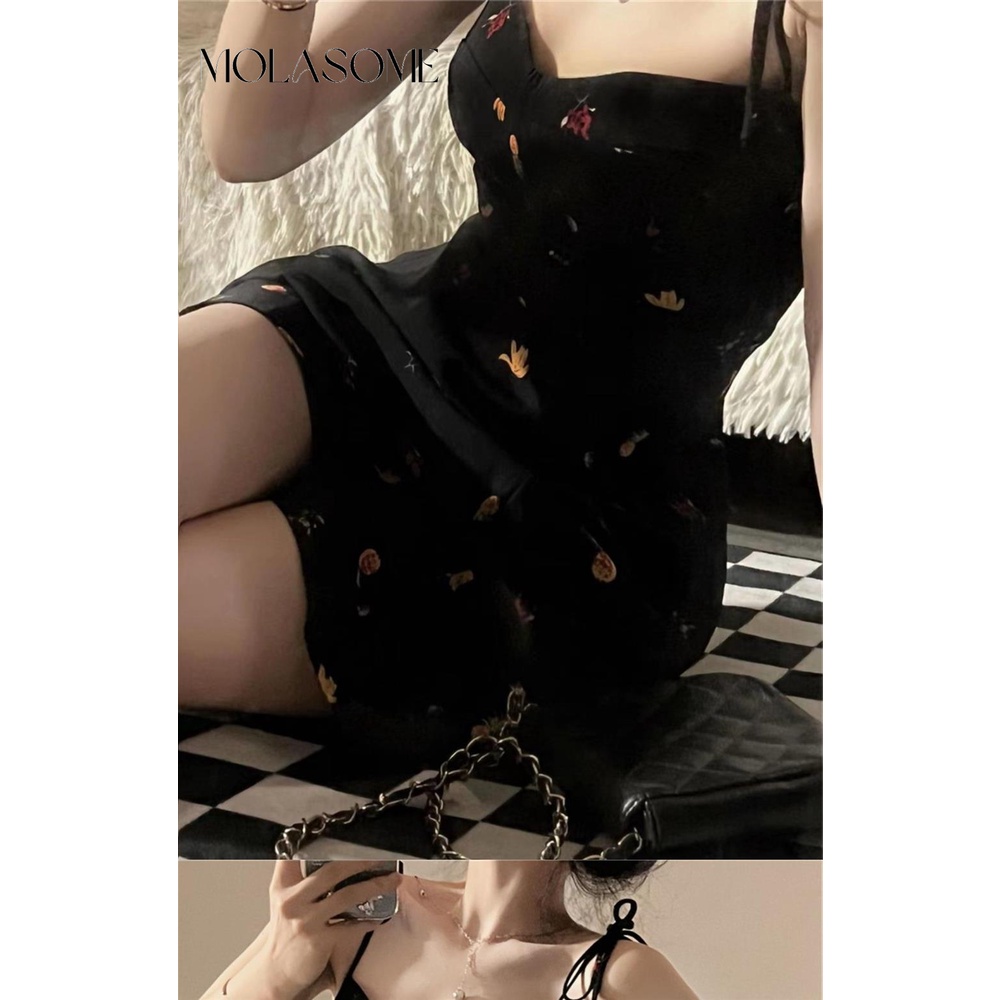 Đầm Mini Sát Nách Cổ Yếm Màu Sắc Tương Phản Thời Trang 2023 Cho Nữ