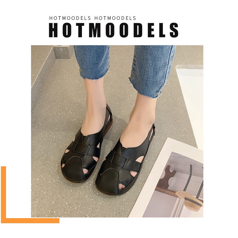 Giày Sandal Da Màu Trắng Thoáng Khí Thoải Mái Phong Cách Mới Cho Nữ