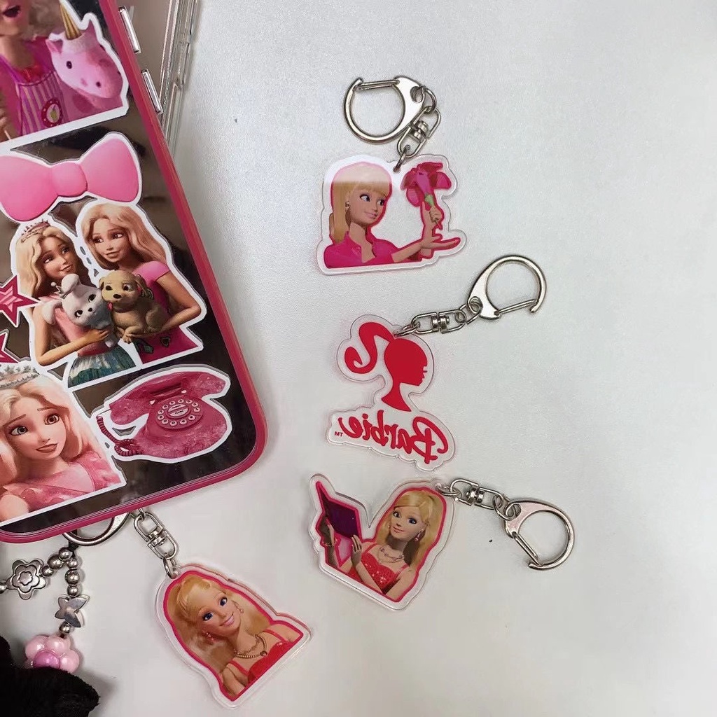 Set 60 Miếng Dán Trang Trí Hình Búp Bê Barbie Màu Hồng