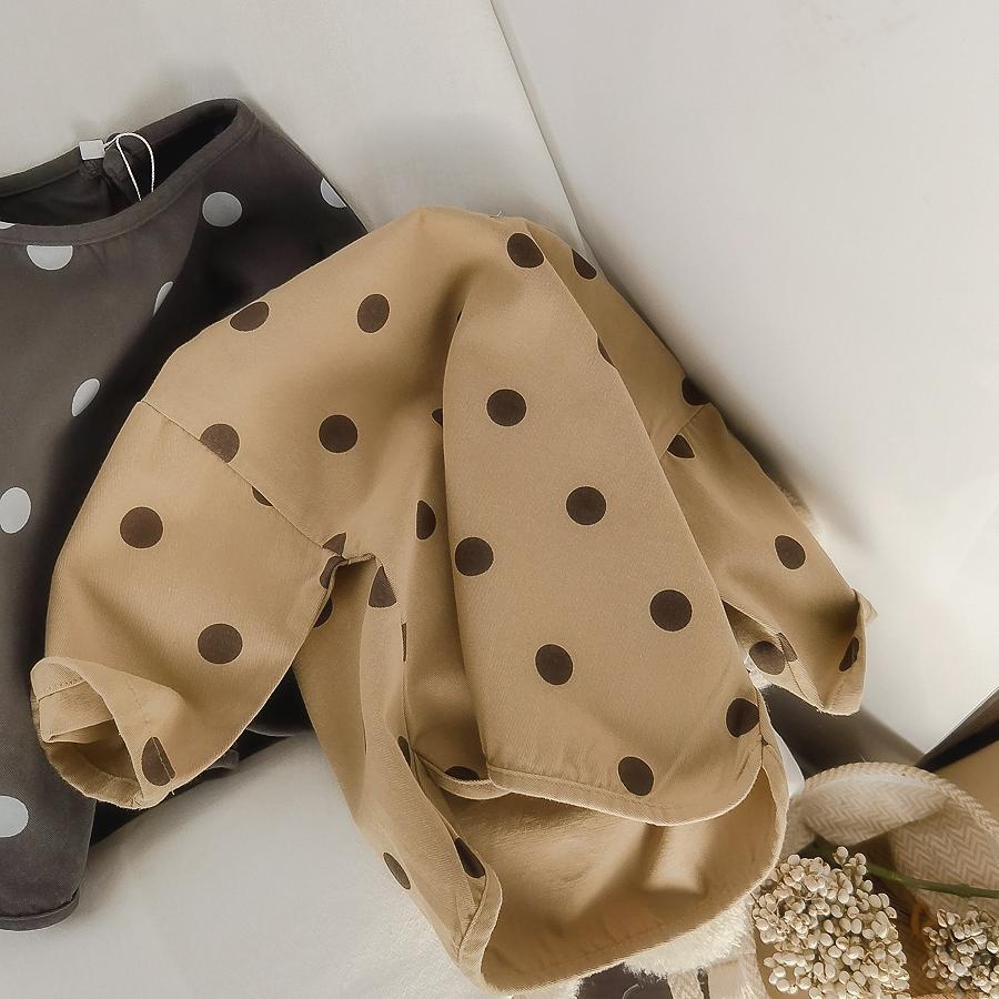 Áo Thun Cotton Tay Dài Họa Tiết Chấm Bi Phong Cách Hàn Quốc Thời Trang Xuân Thu Cho Bé Gái