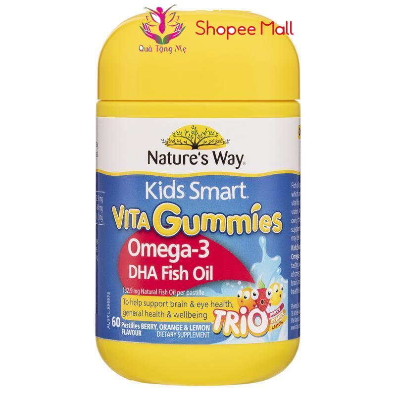 Kẹo dẻo omega 3 dha fish oil Healthy Care nature's way kids smart vita gummies hộp 60 viên Quatangme1