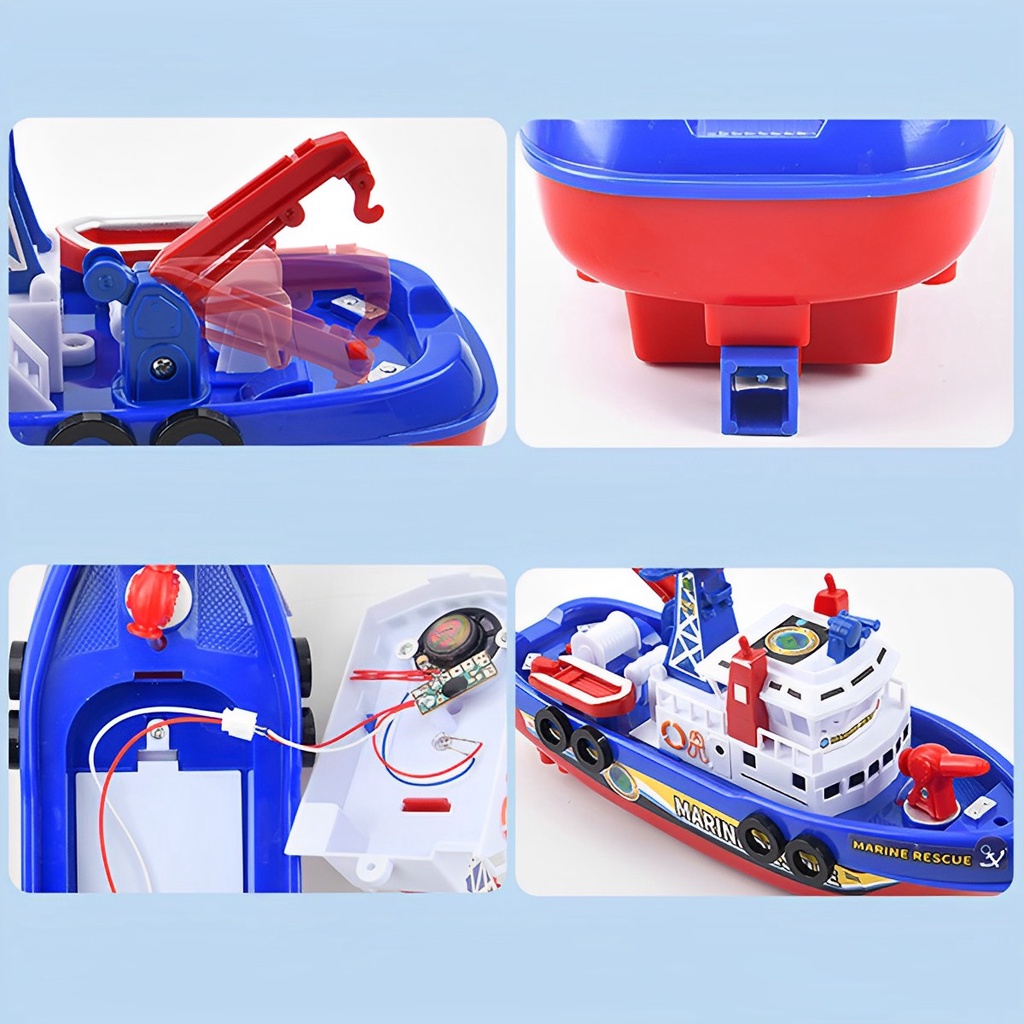 TOY WATER GUN BOAT BABY KIDS BATHING TOYS WITH LIGHT MARINE RESCUE SHIP FIRE ENGINE BOAT