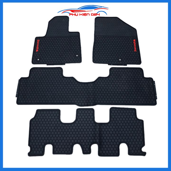 Lót sàn ô tô cao su Santafe 2019-2020-2021-2022-2023 3 hàng ghế không mùi chống trơn trượt