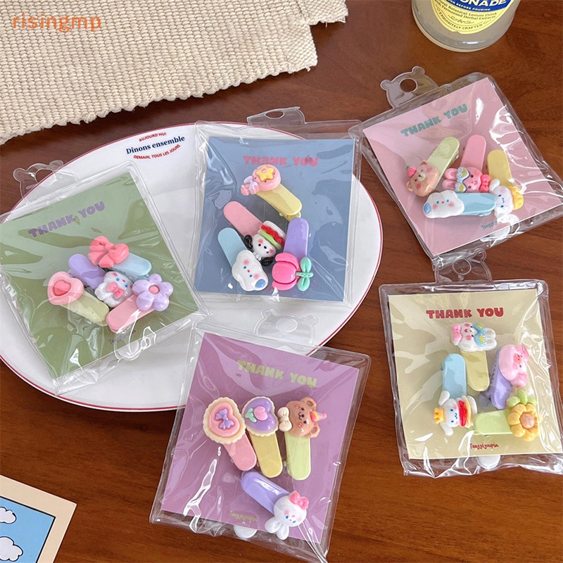 Set 4 Kẹp Tóc Hình Nơ / Gấu / Thỏ / Trái Tim Dễ Thương Thời Trang Cho Nữ