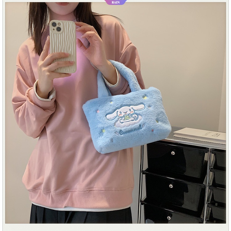 SANRIO Túi Xách Tay Bằng Vải Bông Hình Cinnamoroll Kuromi My Melody Hello Kitty Stitch Dễ Thương Cho Nữ