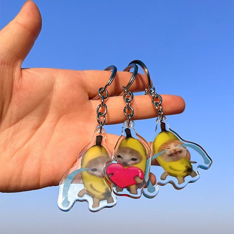 Móc Khóa Acrylic Hình Chú Mèo Đang Khóc Vui Nhộn Cho Bé