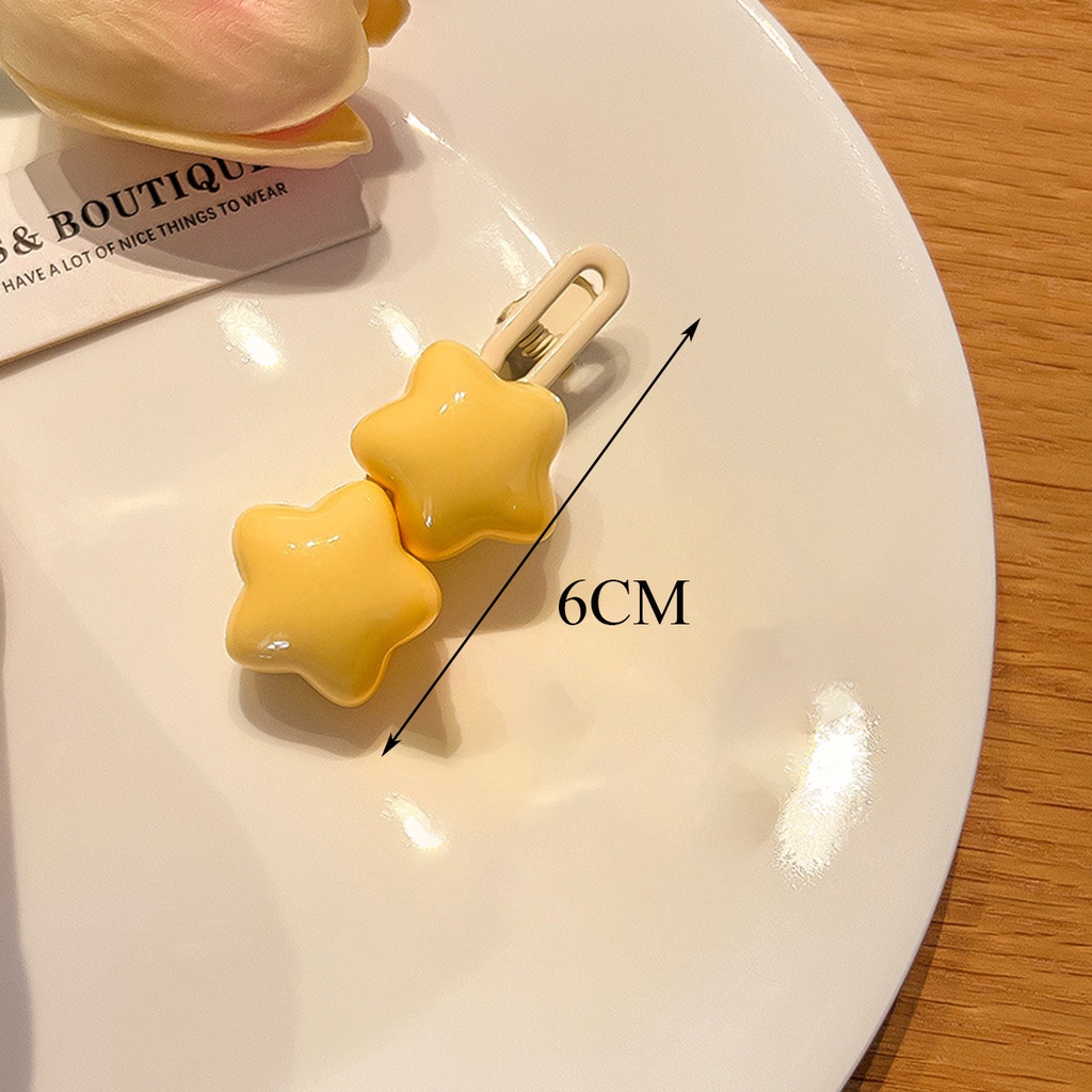 1 / 2 Kẹp Tóc Hình Ngôi Sao / Hình Học Màu Vàng Thời Trang