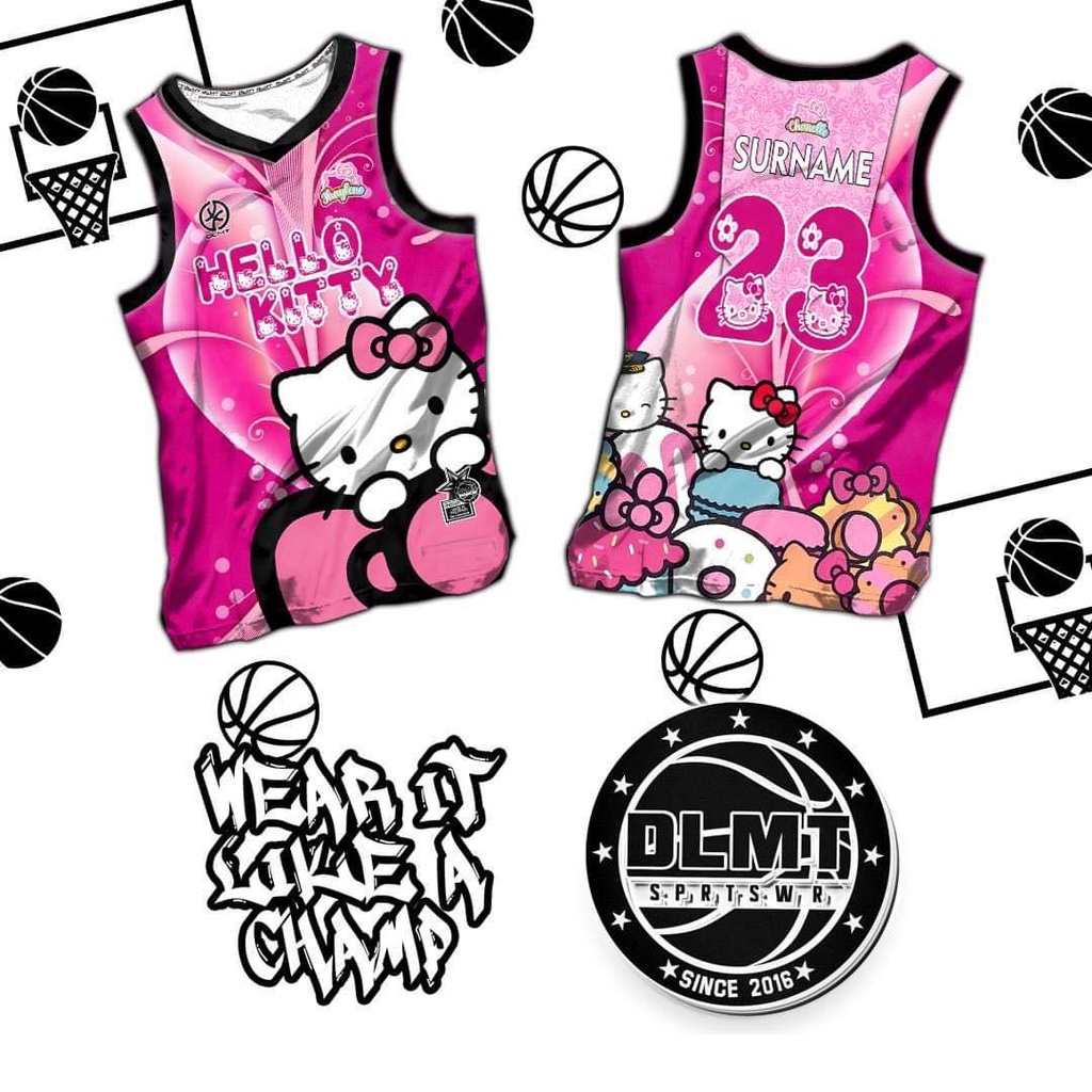 Pink HELLO KITTY CODE DLMT438 FULL SUBLIMATION JERSEY (TÊN TEAM THAY ĐỔI MIỄN PHÍ, SURNAME VÀ SỐ)