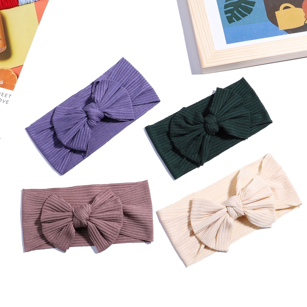 1 Băng Đô Vải Cotton Mềm Đính Nơ Dễ Thương Cho Bé Gái Sơ Sinh
