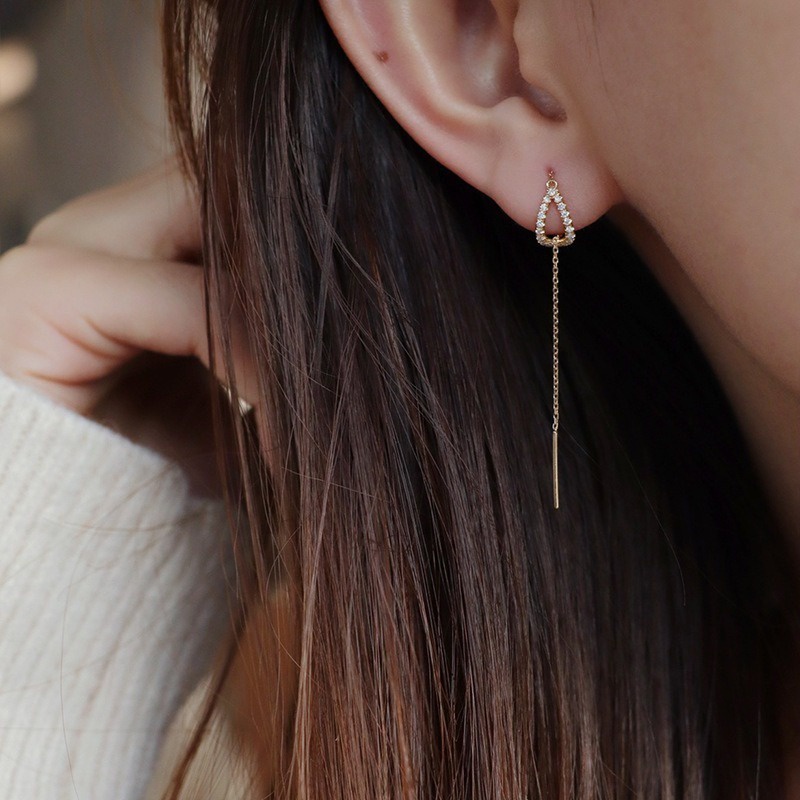 Tinh tế được cá nhân hóa all-match phụ nữ cô gái bowknot teardrop star dangle earring high-end tính khí dài tua tai dòng drop earrings trang sức