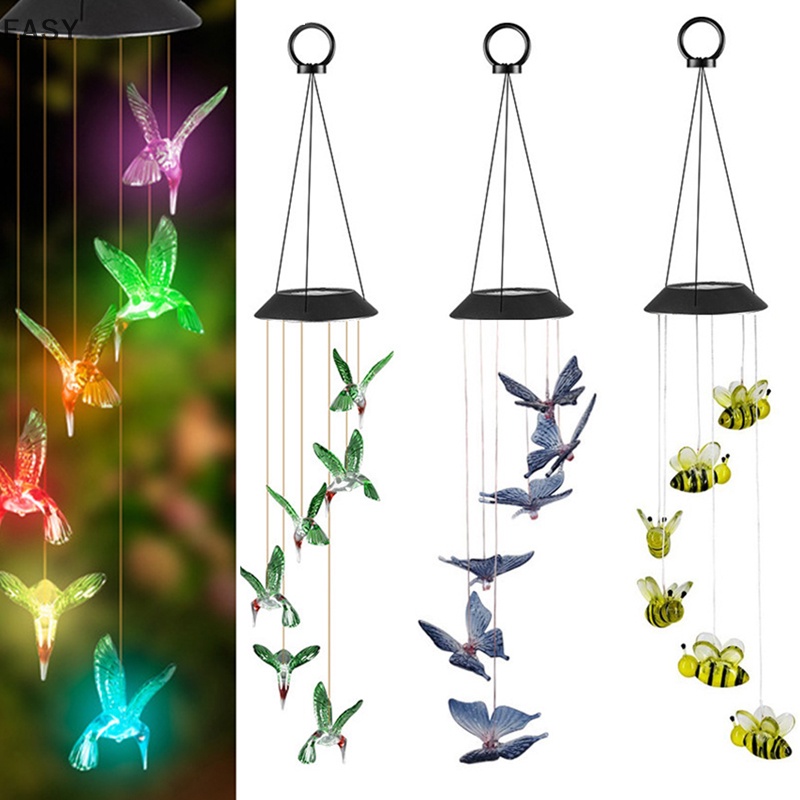 Ea năng lượng mặt trời đầy màu sắc chuông gió hummingbird chống thấm nước windchime solar light vn