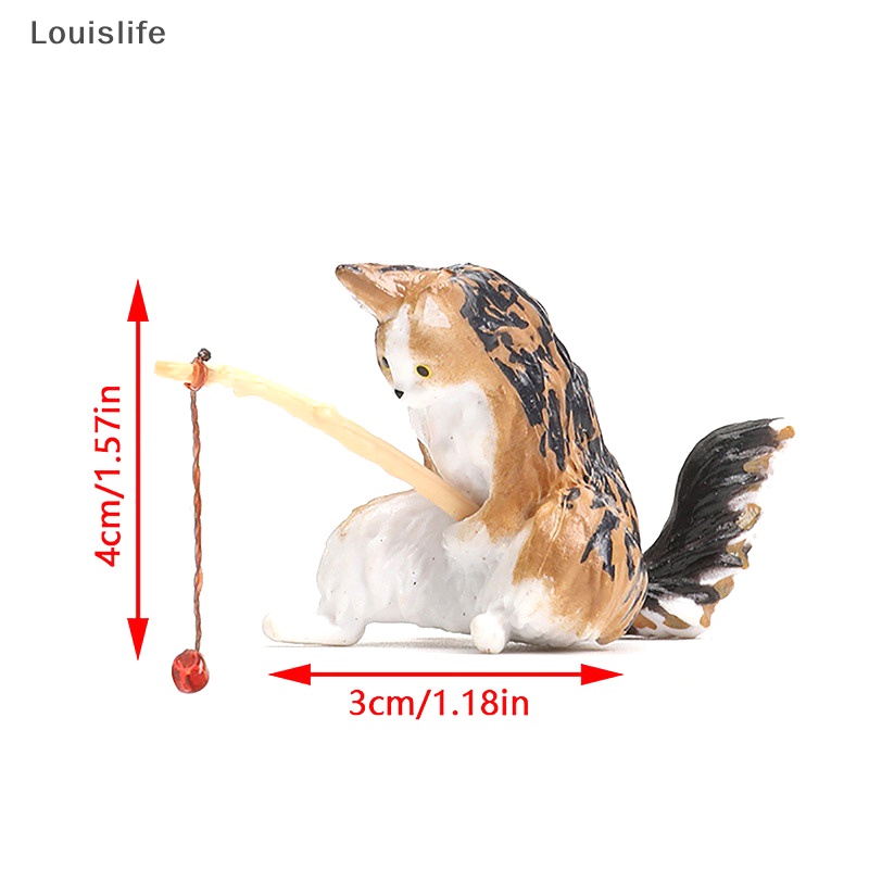 Louislife câu cá mèo đồ trang trí trang trí hồ cá cảnh quan phim hoạt hình tượng mèo tượng nhỏ bằng nhựa nhỏ đồ trang trí nhà wsd