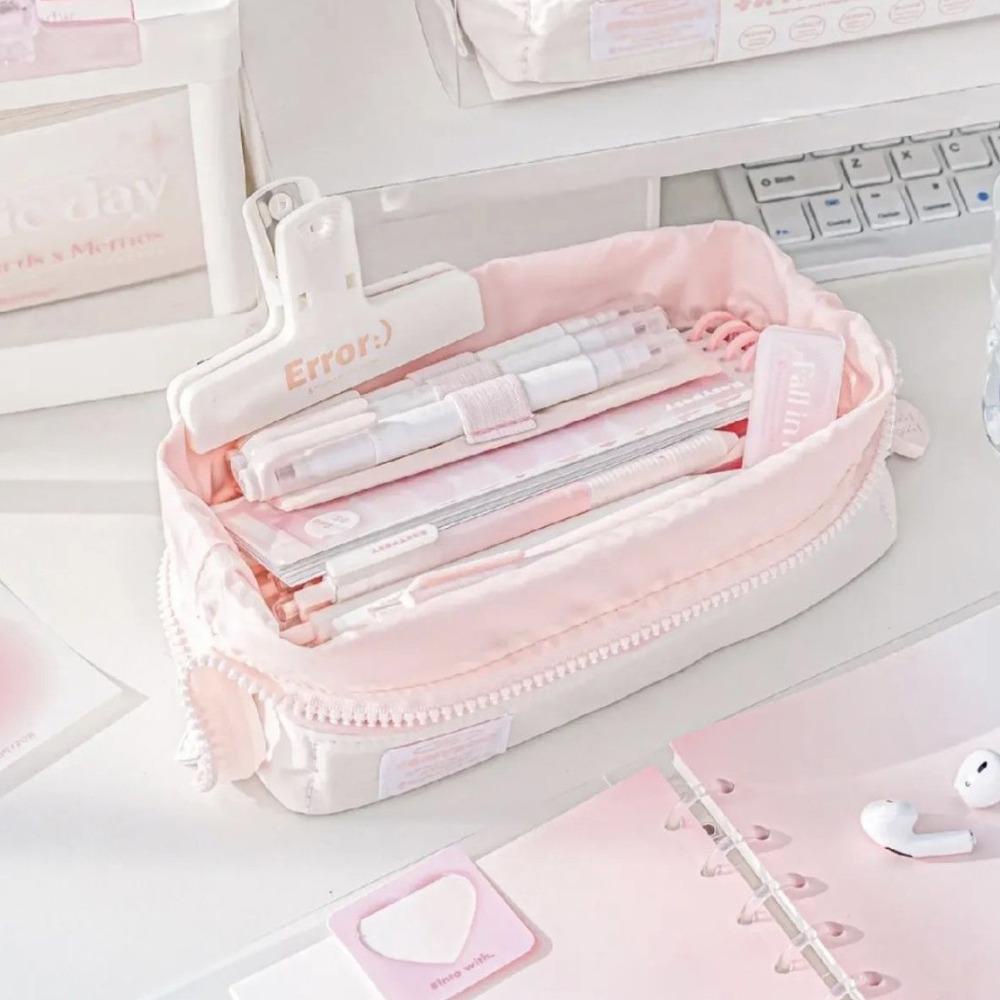 Dyruidoj hộp đựng bút chì có thể gập lại, dây kéo mềm, bền màu xanh / hồng quà tặng trẻ em ngọt ngào dễ thương