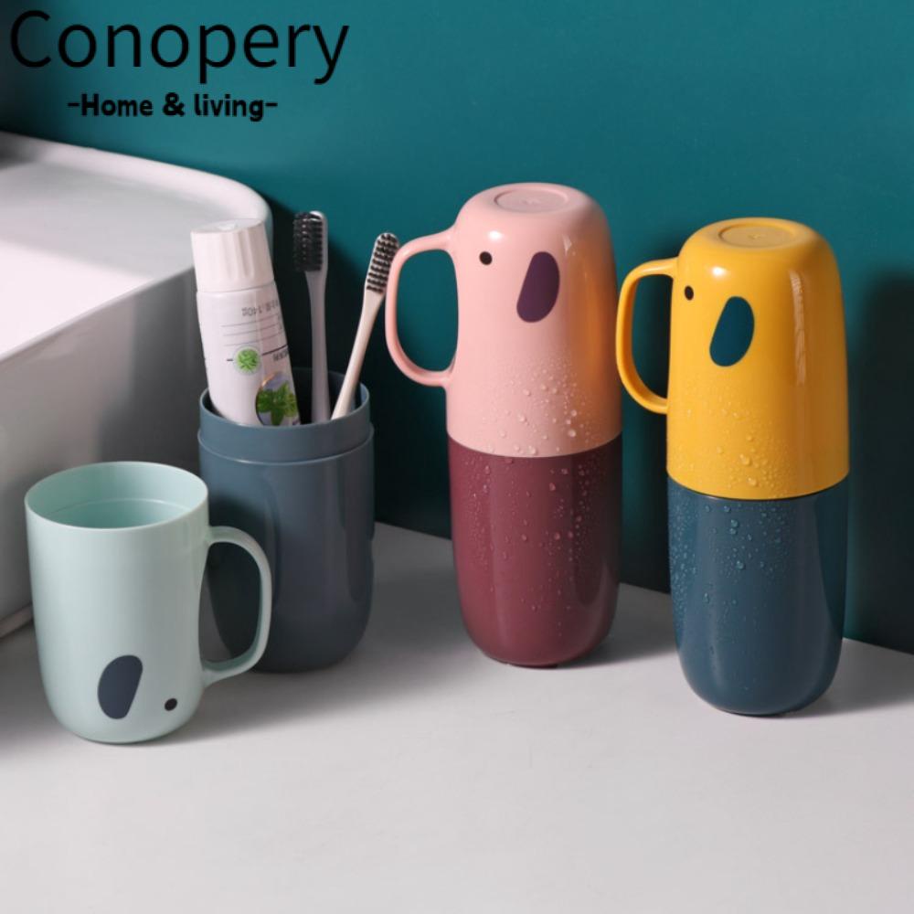 Conopery Hộp bàn chải đánh răng cuộc sống hàng ngày du lịch dễ thương nắp cốc tích hợp