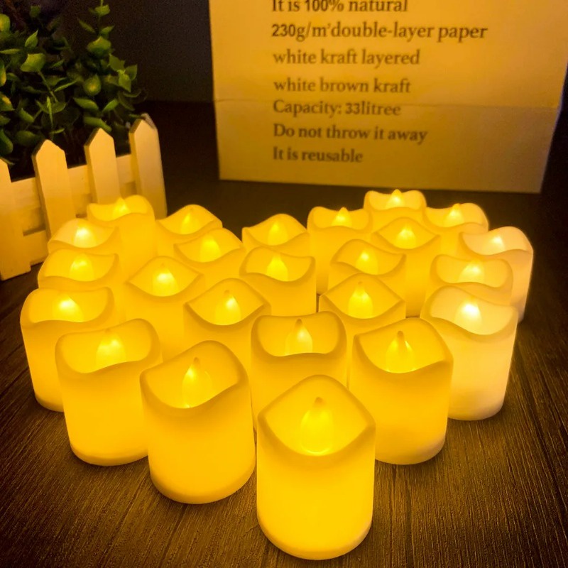 Đèn led không lửa mong muốn đèn pha trà / đèn nến nhấp nháy hoạt động bằng pin / đèn trang trí giáng sinh halloween tại nhà