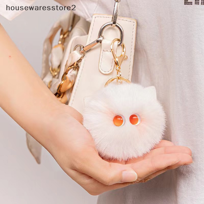 Dễ thương blush cat ball keychain túi mặt dây chuyền sang trọng mặt dây chuyền quà tặng sinh nhật boutique