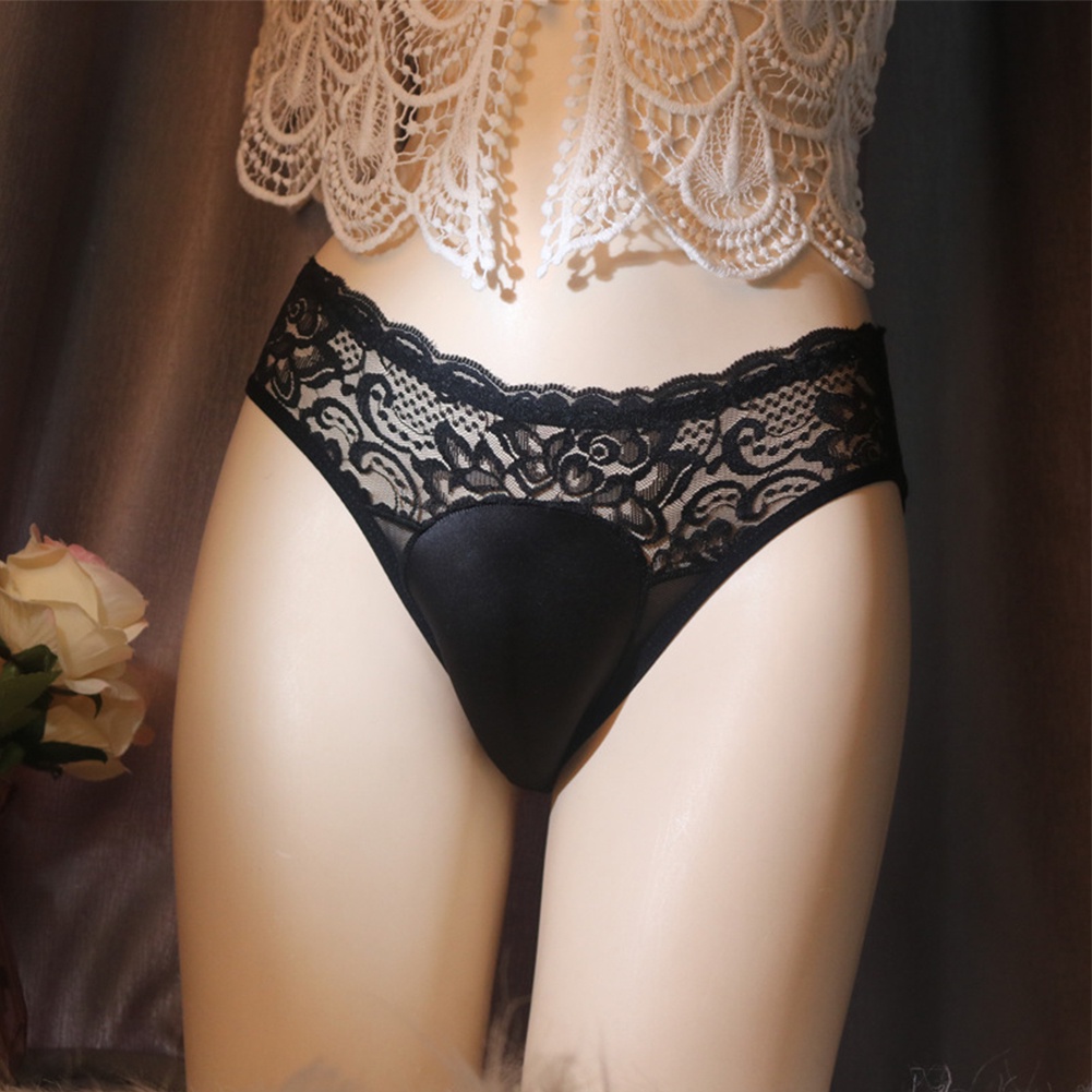 Quần lót nam ren túi sissy see-through quần lót nam đồ lót gợi cảm