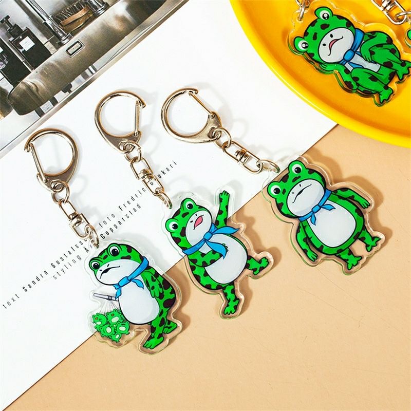 Móc khóa hình chú ếch vui nhộn đơn giản dễ thương mặt dây chuyền hoạt hình chìa khóa quà tặng sinh nhật